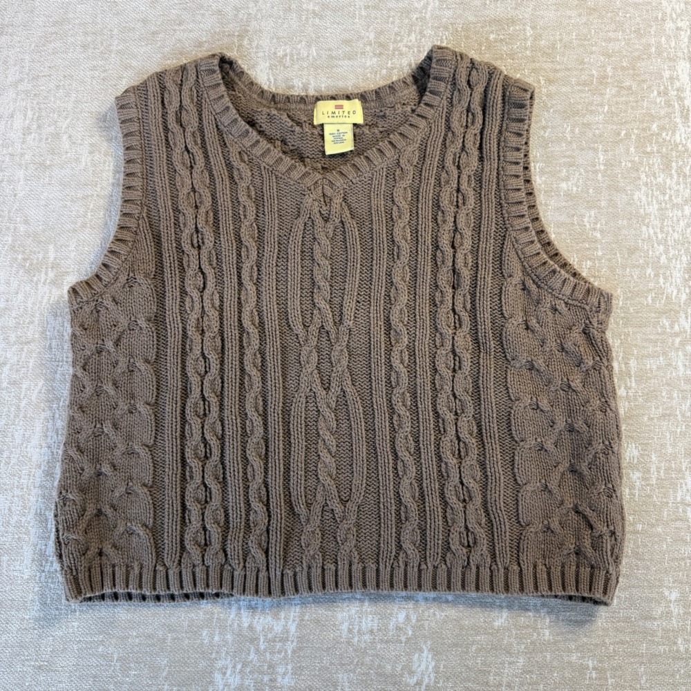 Limited America Sweater Vest Womens M Brown Excellent Cotton